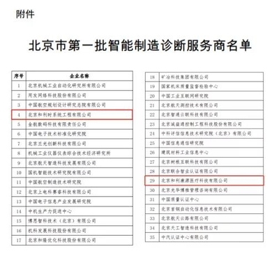 和利時成功入選北京市首批智能制造診斷服務商，以專業(yè)技術咨詢服務賦能產(chǎn)業(yè)升級